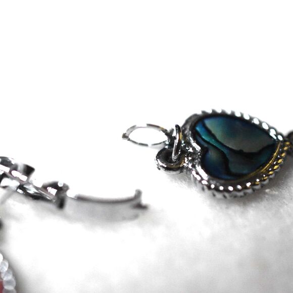 NWOT Stunning Multi Color Abalone/Shell Hearts Silver Tone Link 6.5" Bracelet - Picture 5 of 5